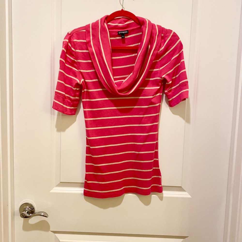 💗 Express M Top Pink & White Striped Sweater
